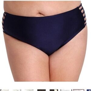 Lysa Swim bottoms Plus size Woman’s 2X 22-24W navy blue with strappy sid…